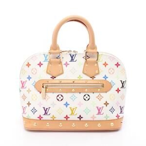 Louis Vuitton Alma Handbag Canvas Leather Multicolore Multicolor White